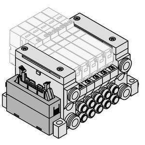 VV5Q11-J, 1000 Series, Base Mounted Manifold, Plug-in Type, Flat Ribbon Cable