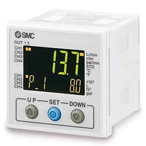 PFG200, Multi-Channel Digital Flow Sensor Monitor, 3 Screen 3 Color, 4 Inputs / 5 Outputs, IP65, IO-Link