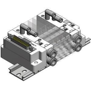 SS5J3, Plug-in Manifold, D-Sub Connector, Flat Ribbon, PC Wiring