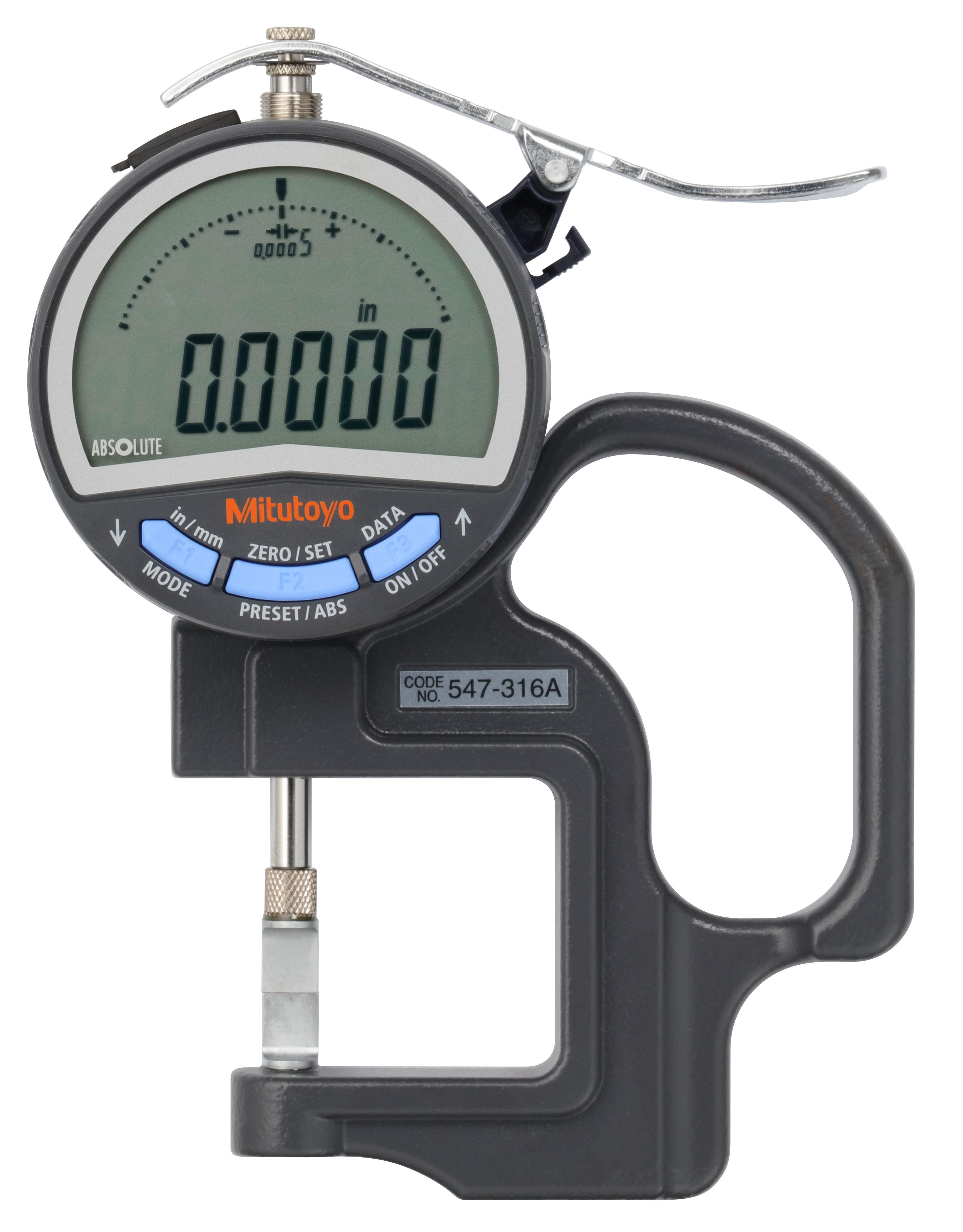 Mitutoyo, 547-316A, DIGIMATIC THICKNESS GAGE 0.01MM/0.0005IN, 10MM/0.4IN, BLADE THICKNESS